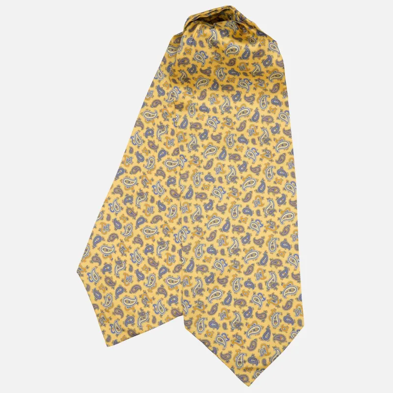 Sondrio - Silk Ascot Cravat Tie - Yellow made by Elizabetta