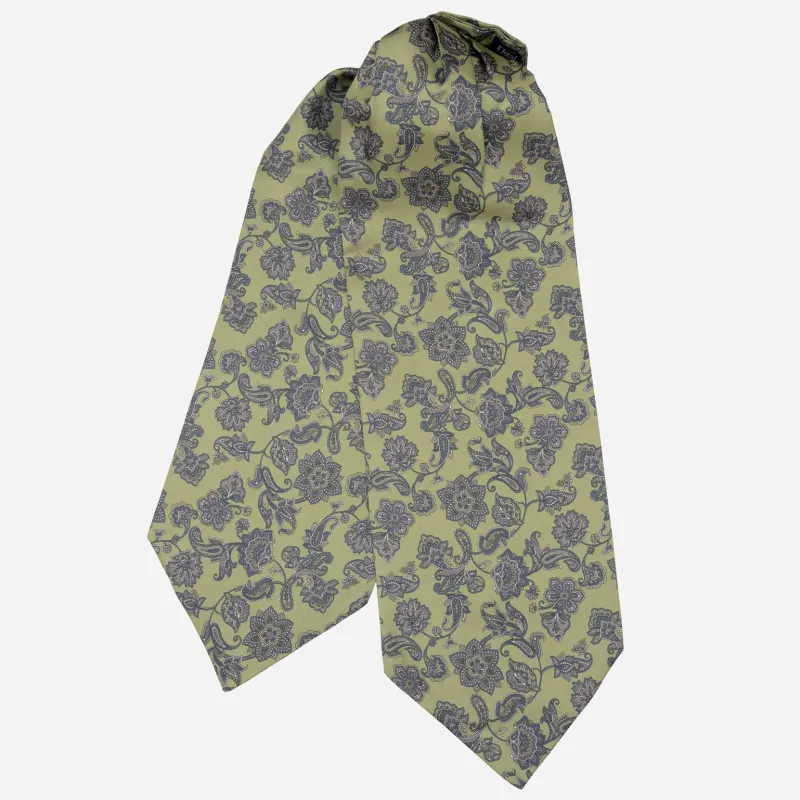 Turano - Silk Ascot Cravat Tie - Sage Green made by Elizabetta