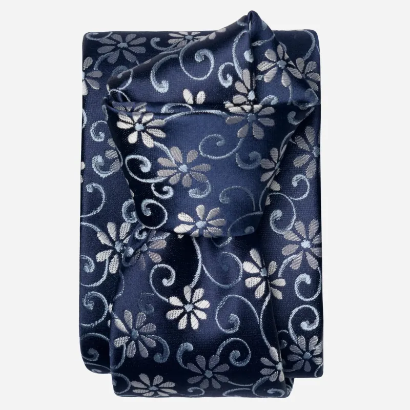 Corsini - Silk Jacquard Tie - Navy made by Elizabetta