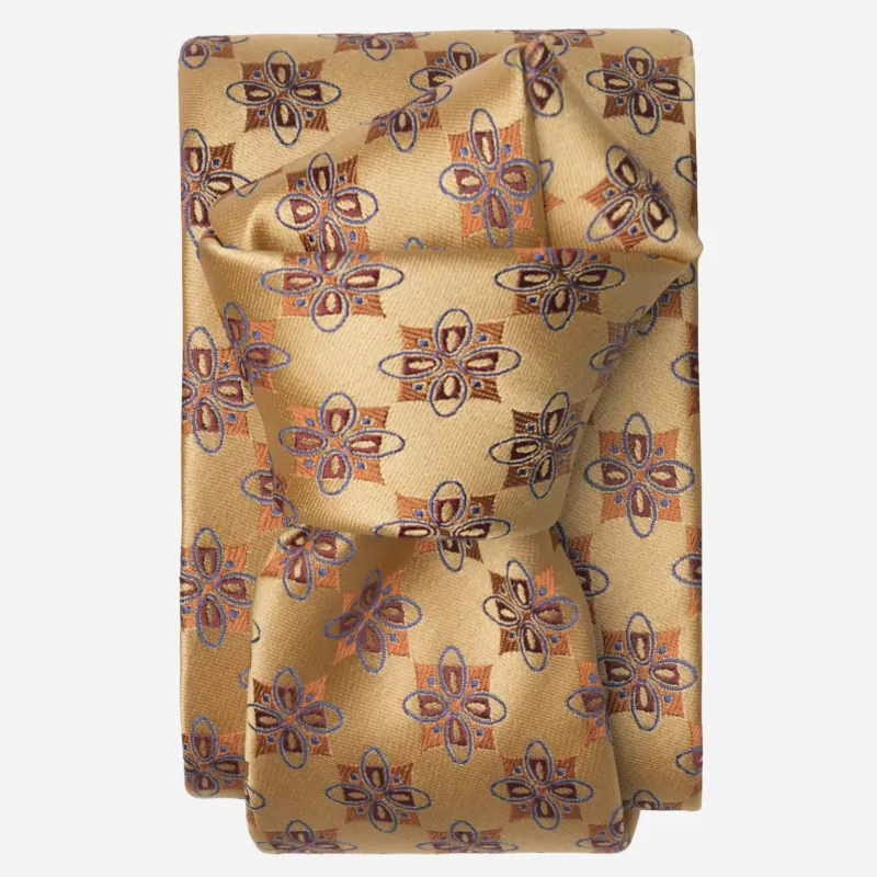 Amerigo - Silk Jacquard Tie - Gold made by Elizabetta
