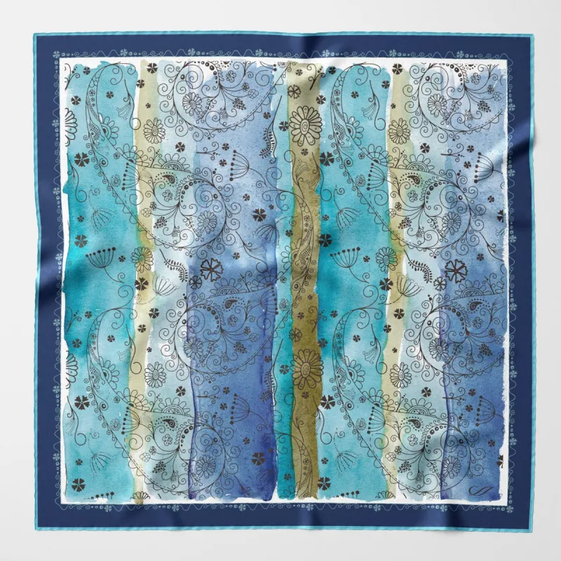 Roma - Hand Rolled Silk Neckerchief - Sea Blue sold by Elizabetta
