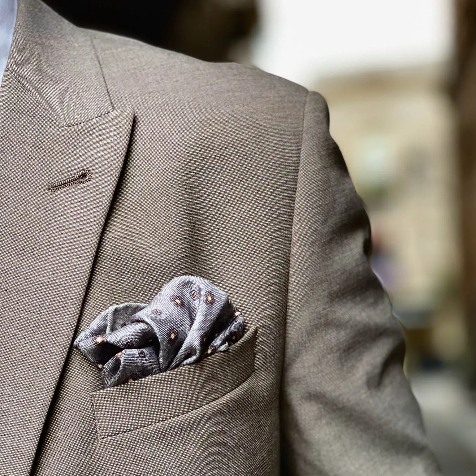 Pascal - Double Sided Silk Pocket Square - Grey & Bronze sold by Elizabetta product image thumbnail 2