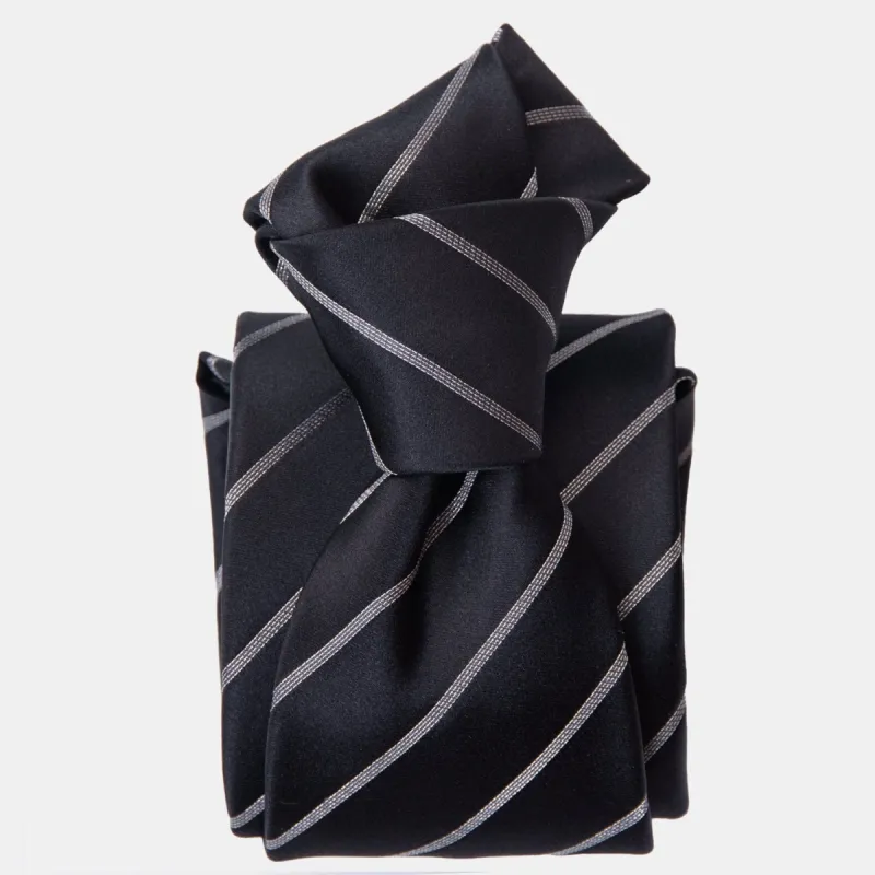 Esino - Silk Jacquard Tie - Black and Silver sold by Elizabetta