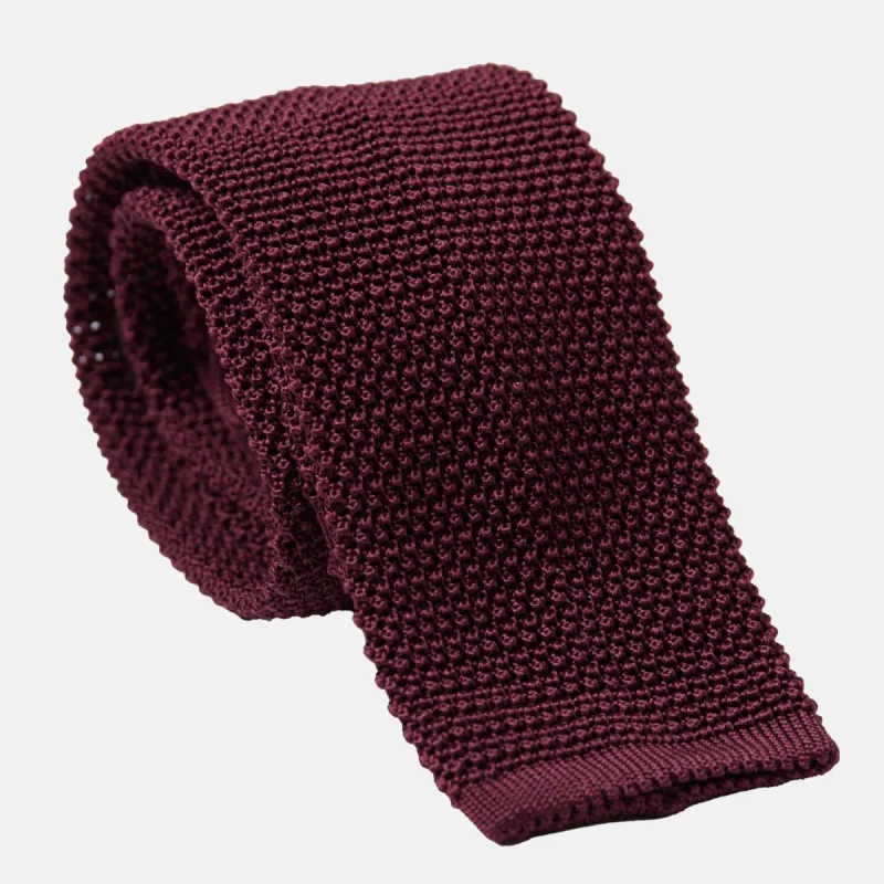 Parisi - Knitted Silk Tie - Burgundy sold by Elizabetta