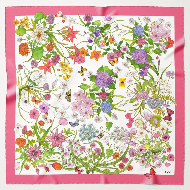 Flora - Silk Foulard - Pink sold by Elizabetta