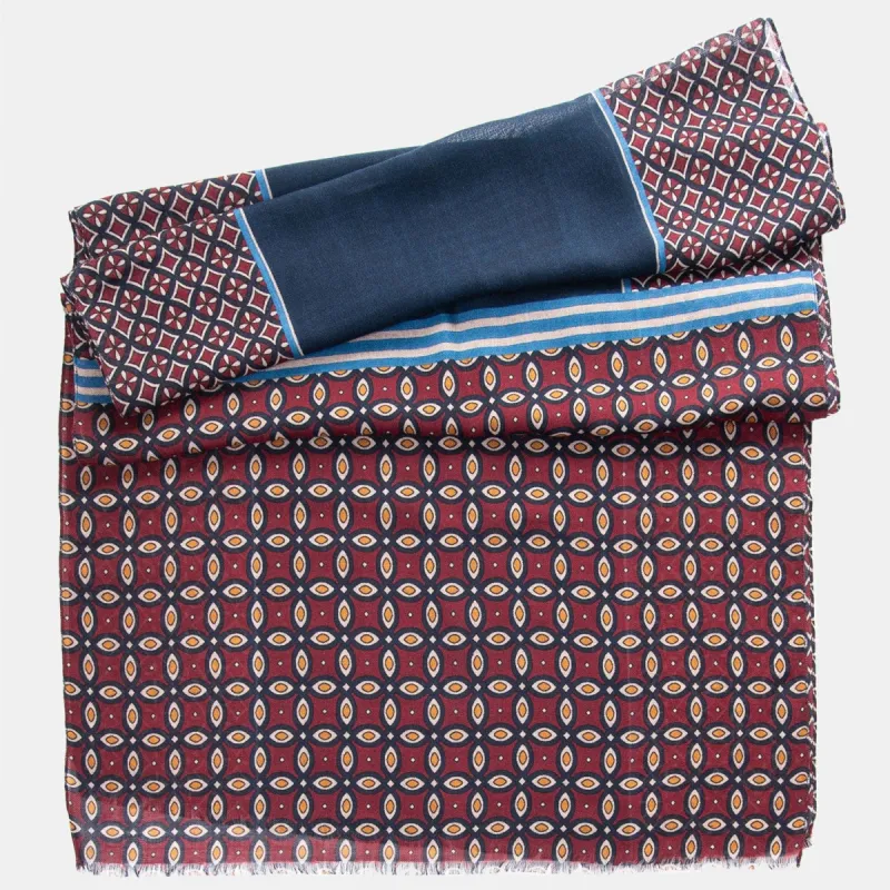 Zagato - Wool Scarf - Burgundy & Blue sold by Elizabetta