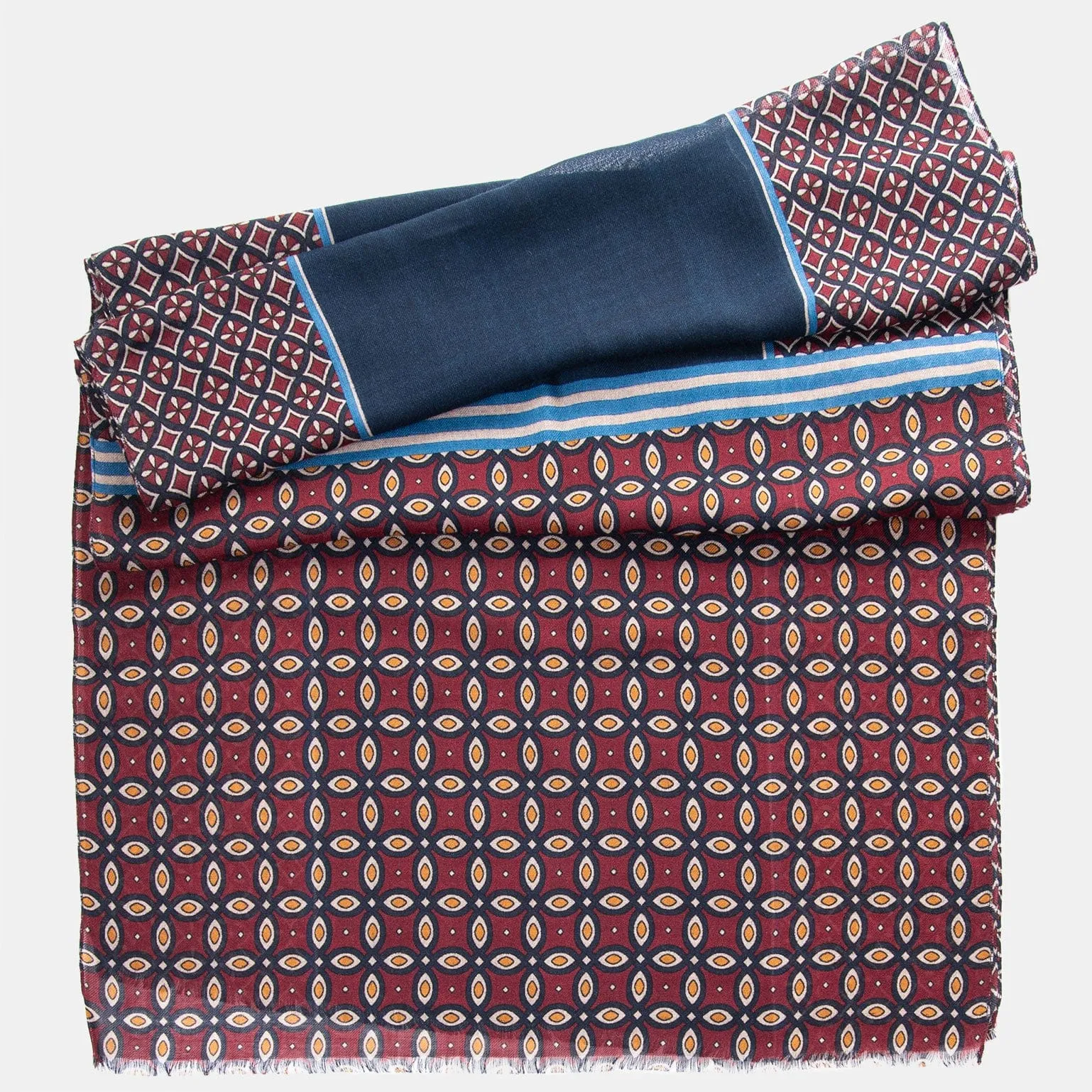 Zagato - Wool Scarf - Burgundy & Blue sold by Elizabetta