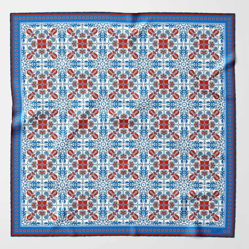 Barbaresco - Silk Neckerchief - Blue and Red sold by Elizabetta