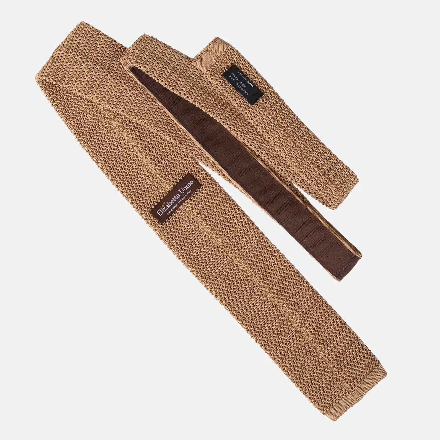 Parisi - Knitted Silk Tie - Camel sold by Elizabetta product image thumbnail 3