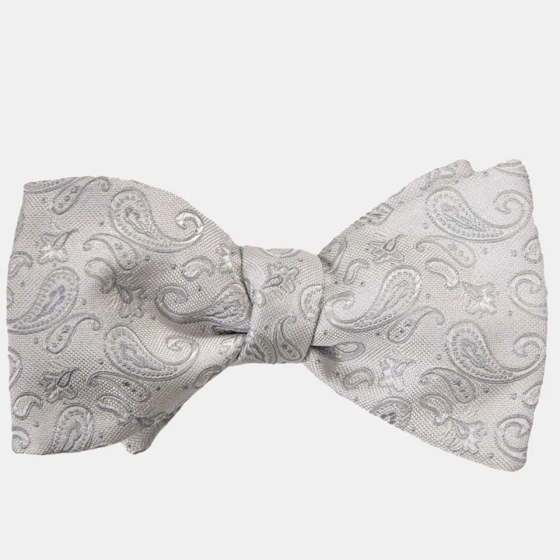Leonardo - Silk Bow Tie - Silver sold by Elizabetta