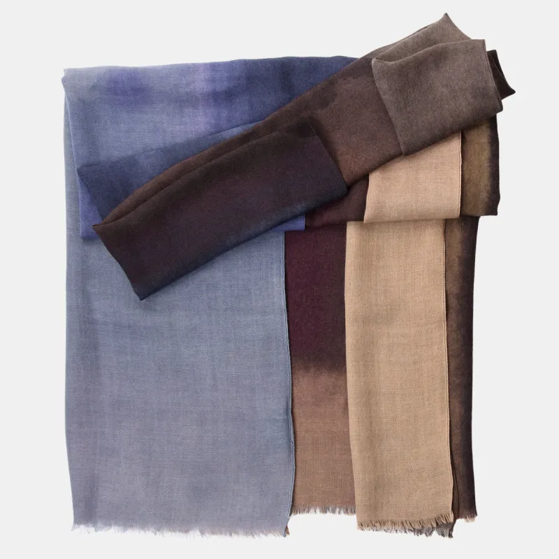 Vicenza - Wool & Silk Scarf - Blue & Brown sold by Elizabetta
