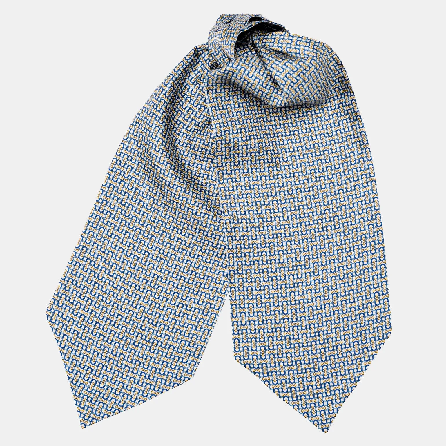 Condotti - Silk Ascot Cravat Tie - Blue and Yellow sold by Elizabetta
