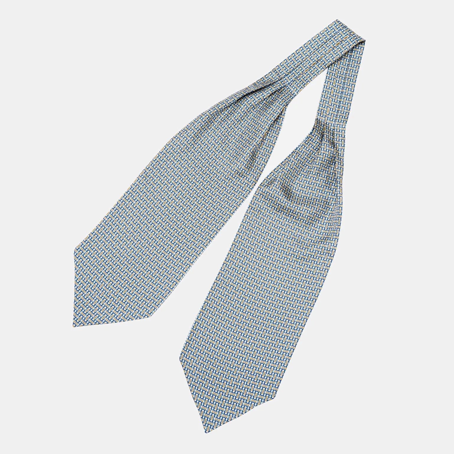 Condotti - Silk Ascot Cravat Tie - Blue and Yellow sold by Elizabetta product image thumbnail 2