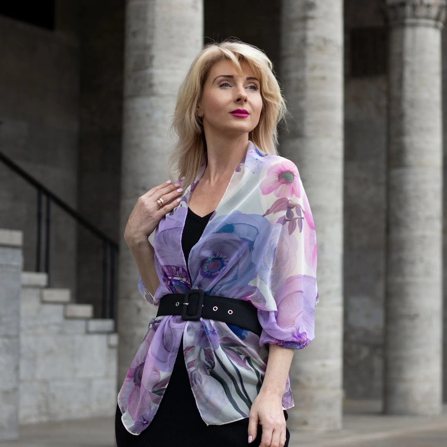 Campo de' Fiori - Long Silk Scarf - Lavender sold by Elizabetta