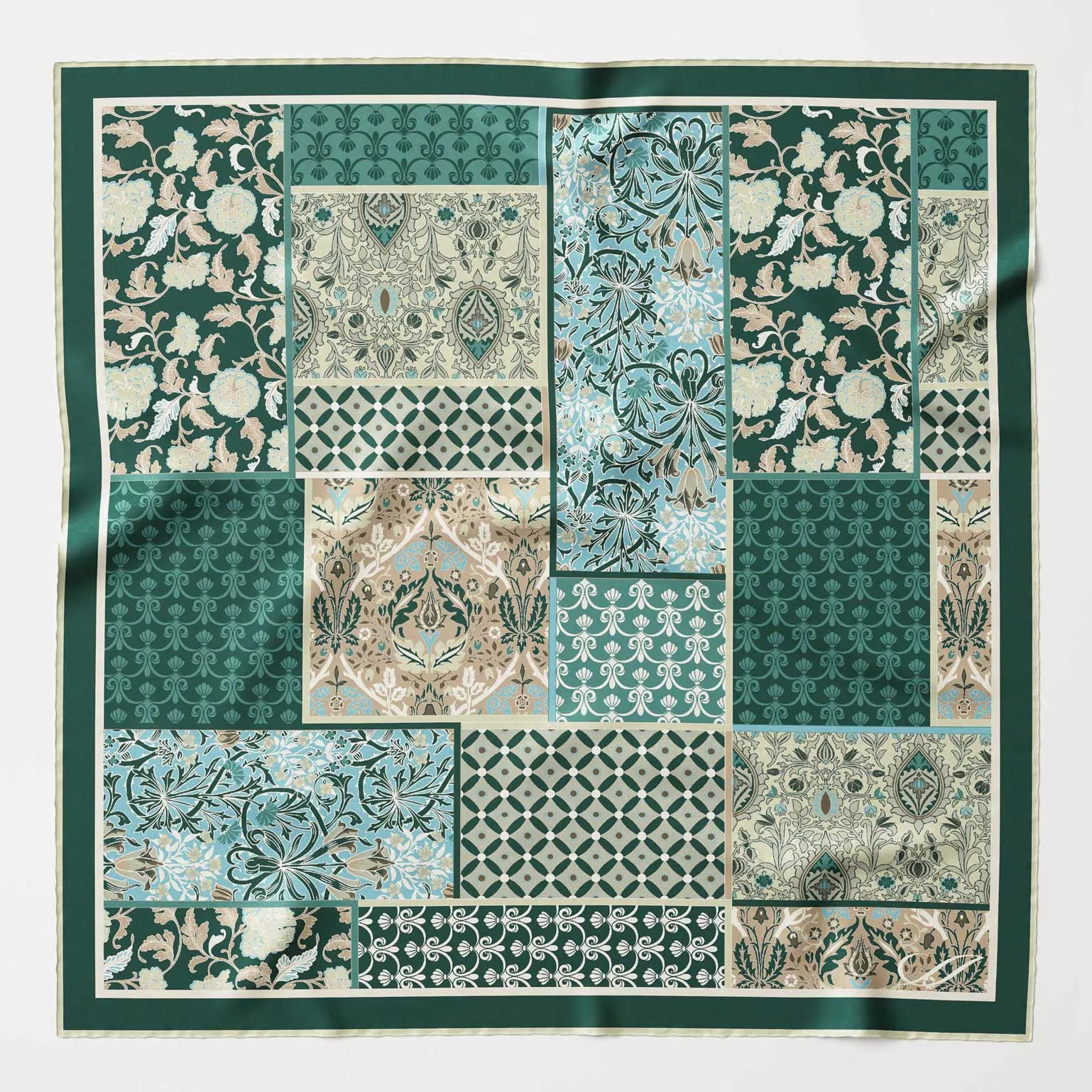 Portici - Silk Pocket Square - Green & Blue sold by Elizabetta