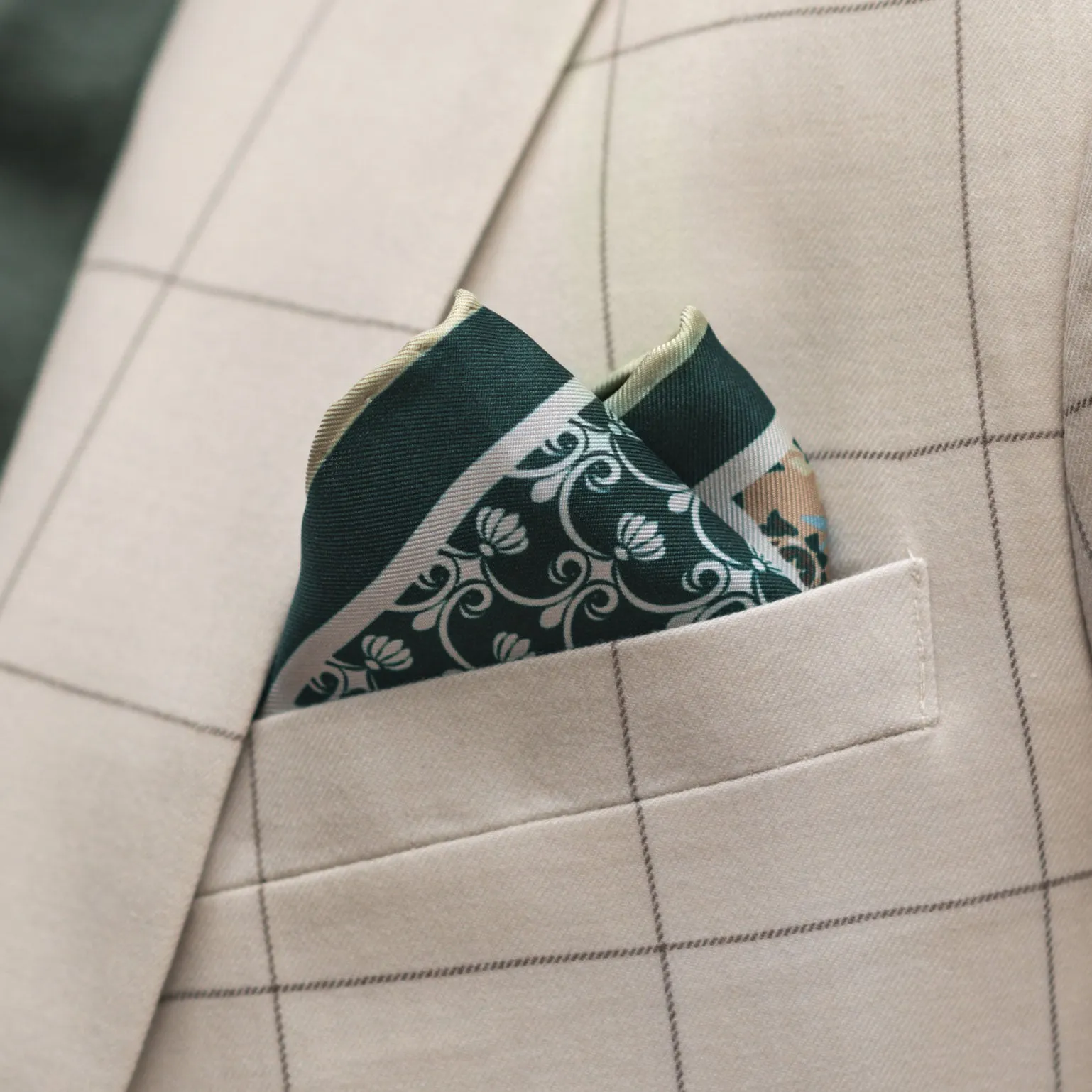 Portici - Silk Pocket Square - Green & Blue sold by Elizabetta product image thumbnail 2