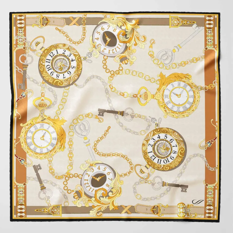 Like Clockwork - Silk Pocket Square - Beige sold by Elizabetta