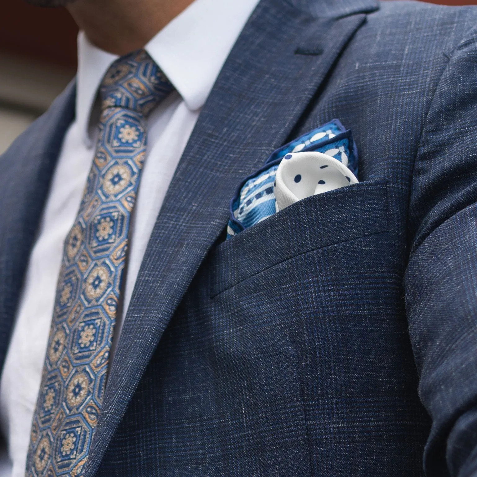 Pois - Silk Pocket Square - Blue sold by Elizabetta product image thumbnail 2