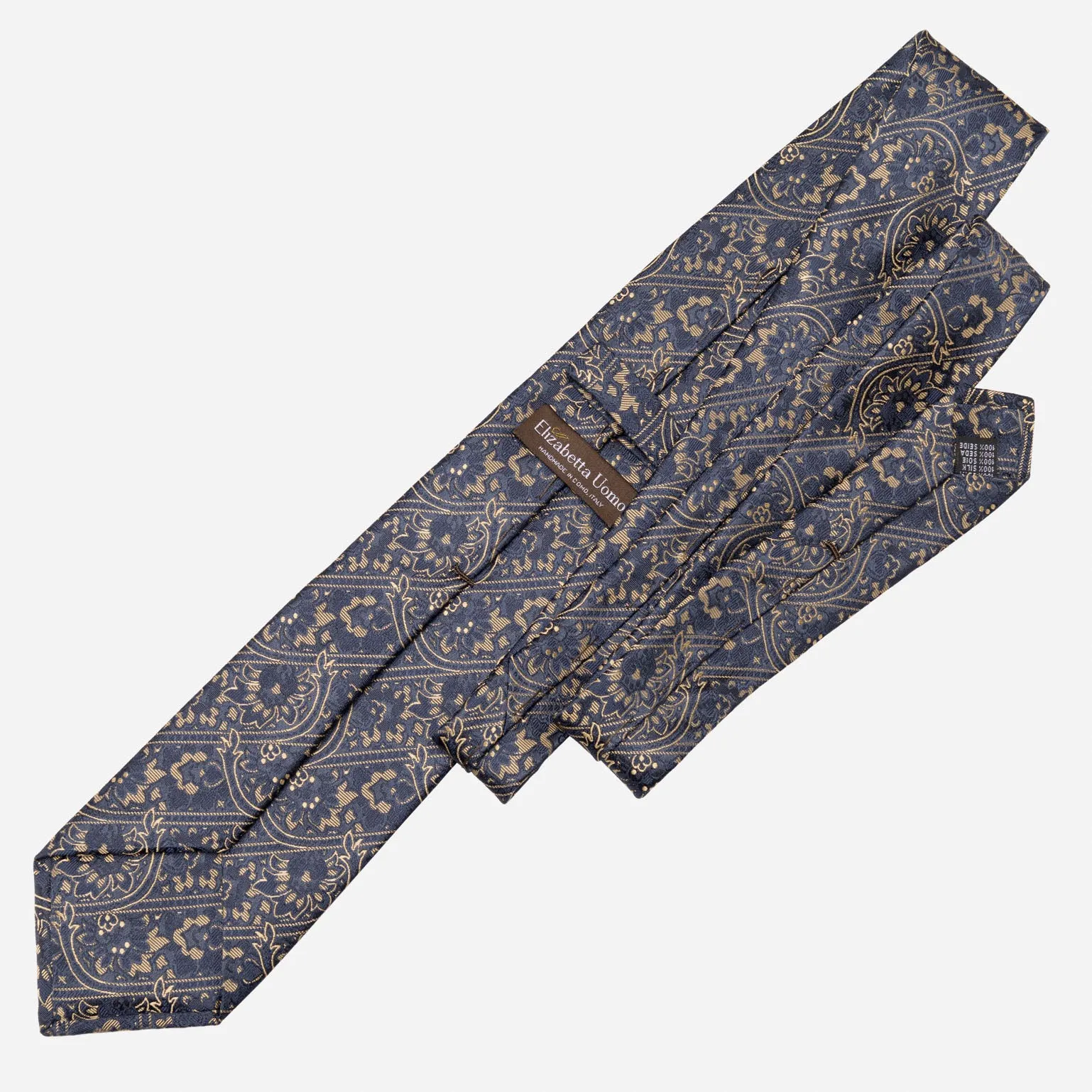 Caruso - Silk Jacquard Tie - Midnight Blue sold by Elizabetta product image thumbnail 2