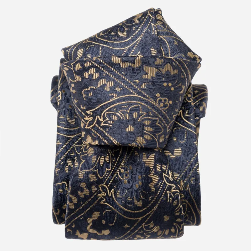Caruso - Silk Jacquard Tie - Midnight Blue sold by Elizabetta