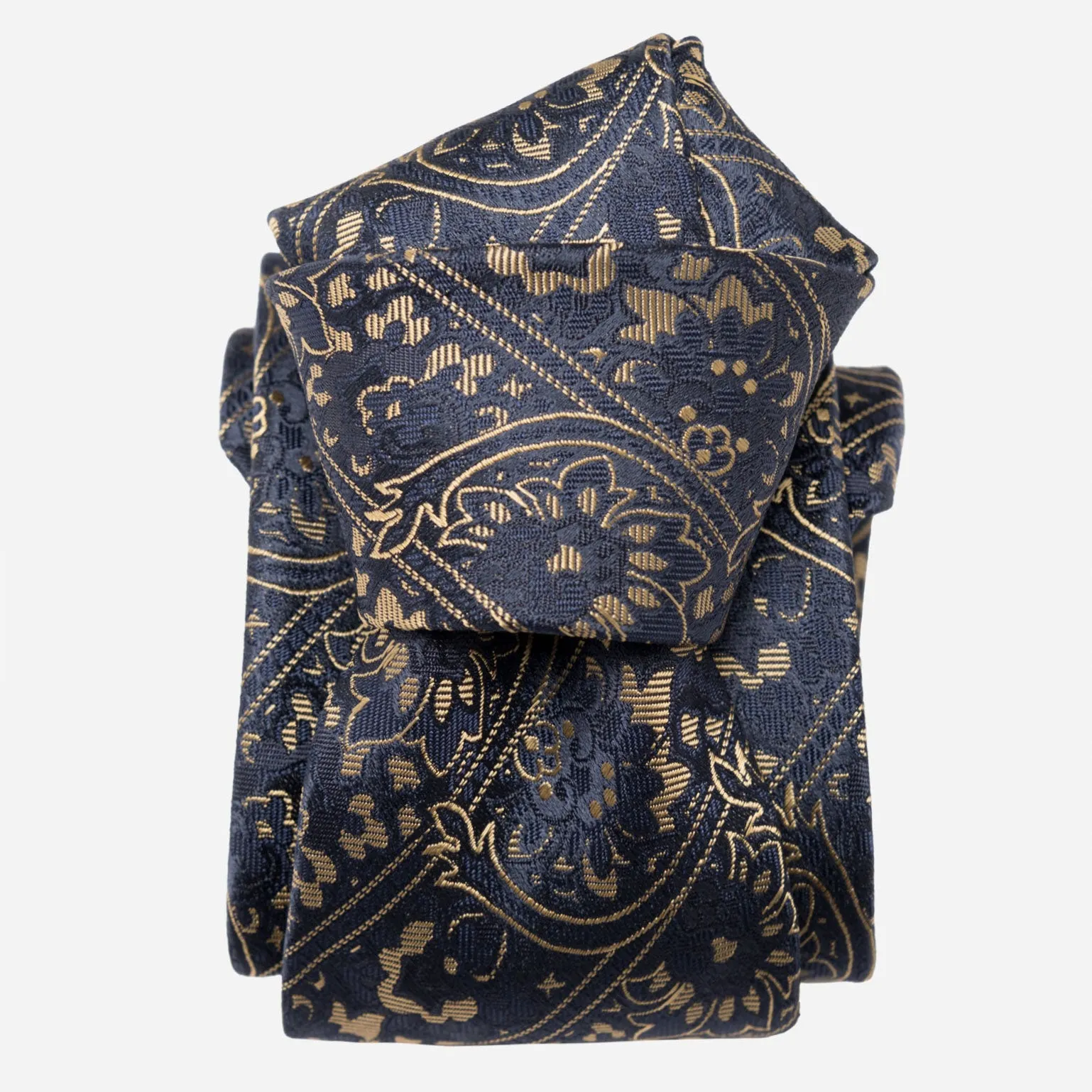 Caruso - Silk Jacquard Tie - Midnight Blue sold by Elizabetta