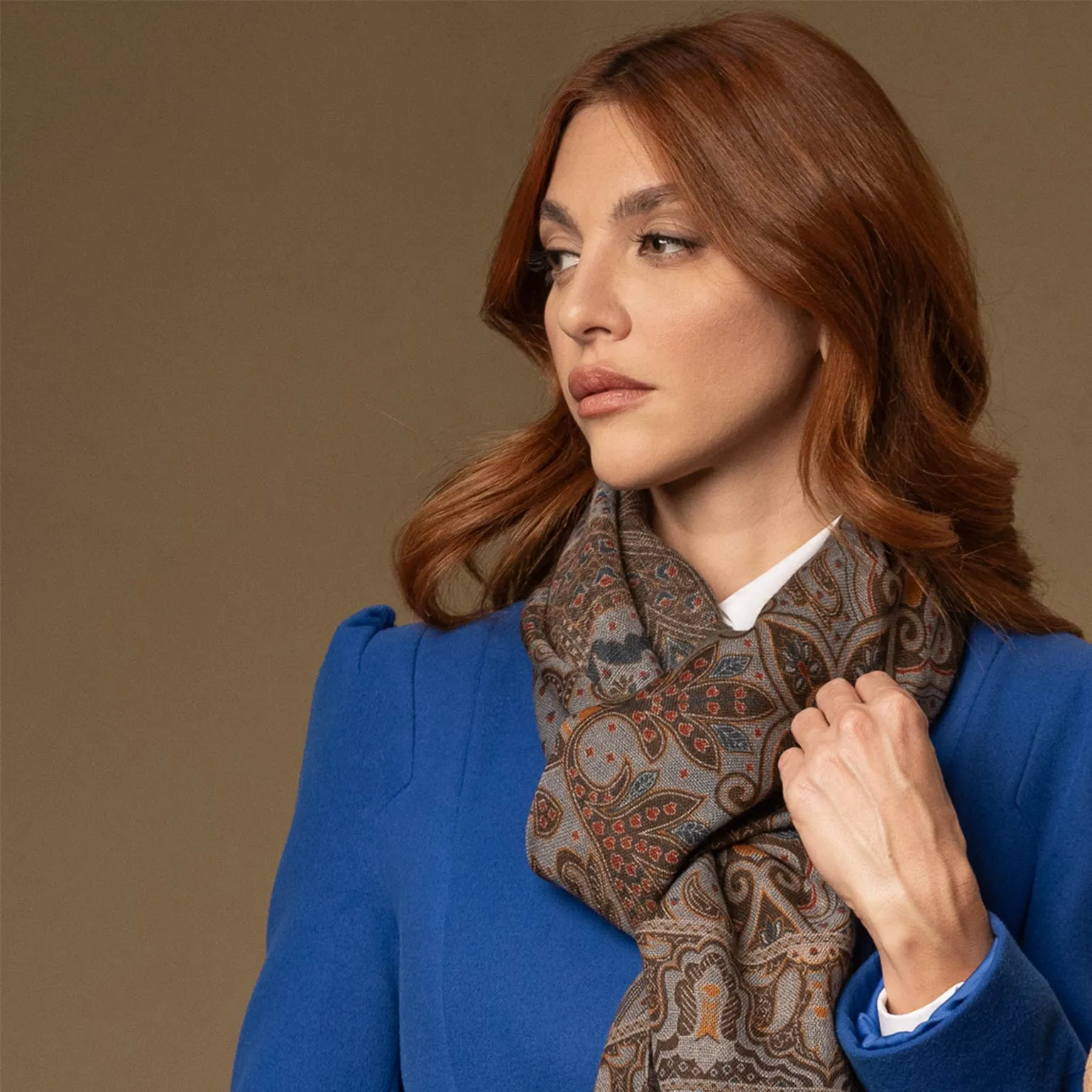 Uffizi - Wool Scarf - Tuscan Blue sold by Elizabetta product image thumbnail 2