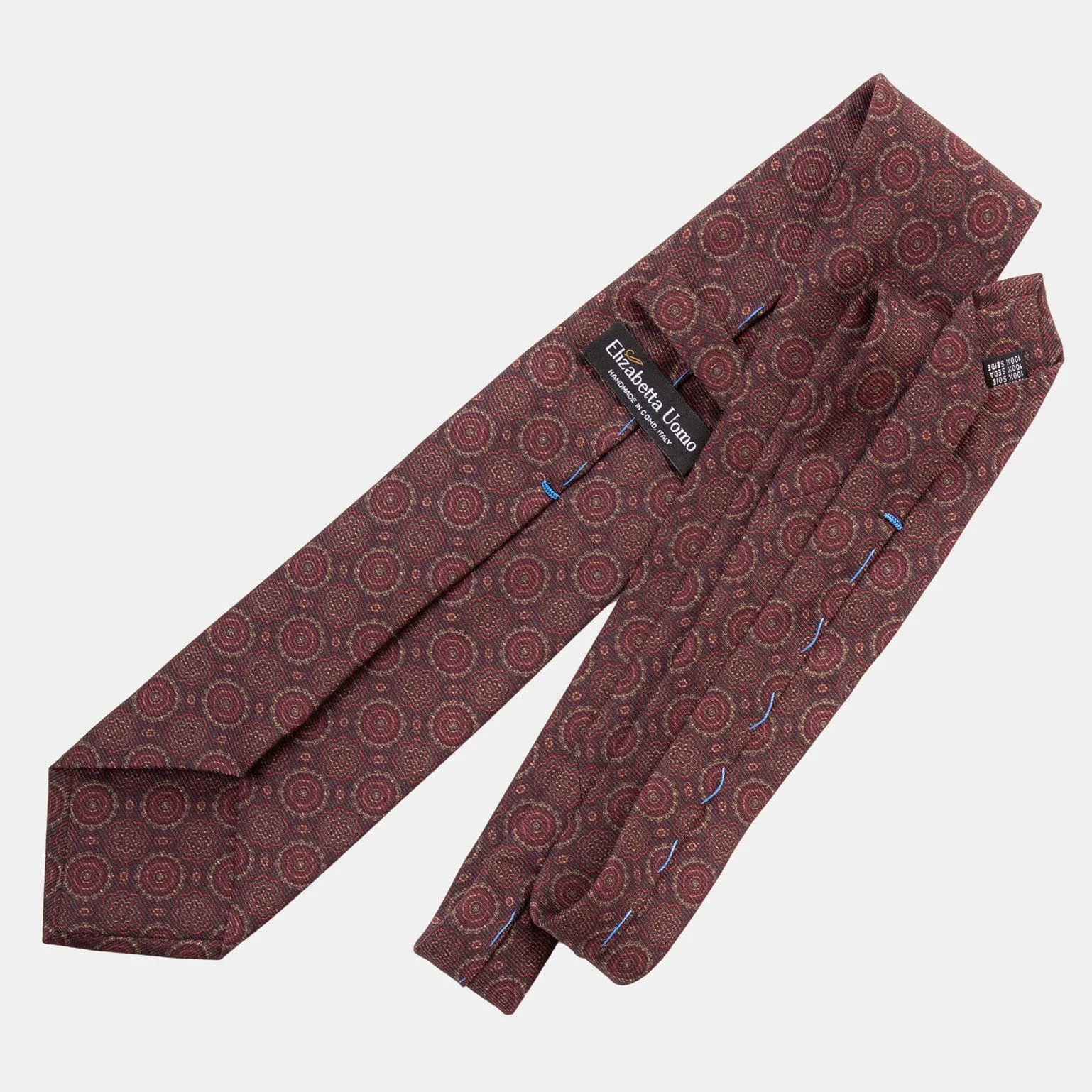 Moretti - Printed Madder Silk Tie - Brown & Burgundy sold by Elizabetta product image thumbnail 3