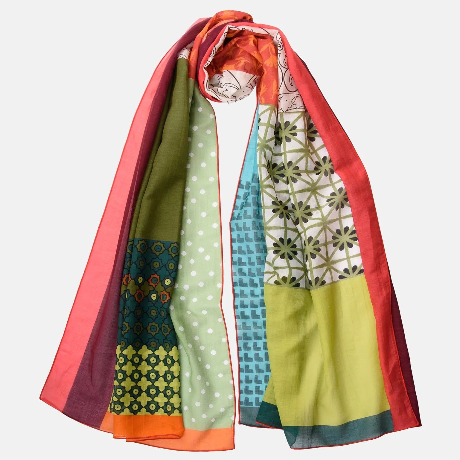 Agrigento - Silk/Cotton Scarf - Red sold by Elizabetta