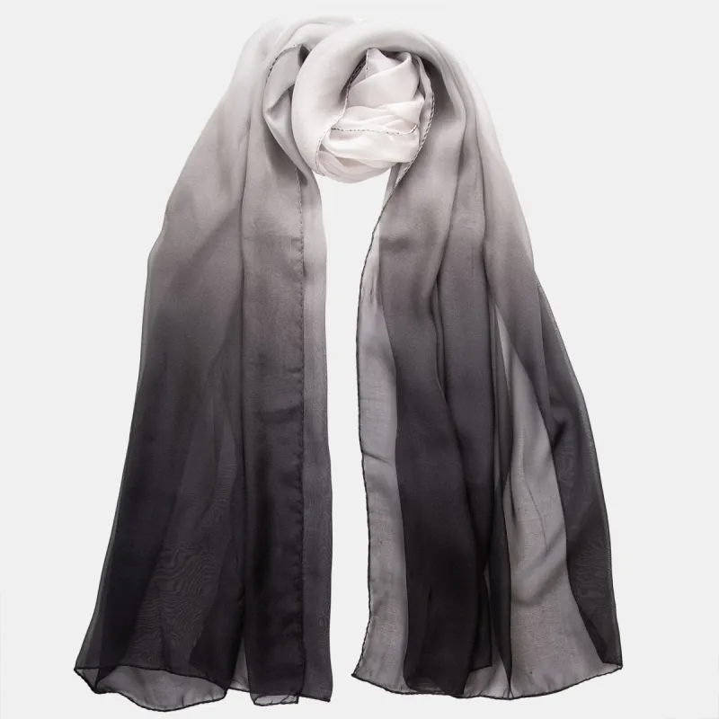 Claudia - Silk Scarf/Shawl - Black Ombré sold by Elizabetta