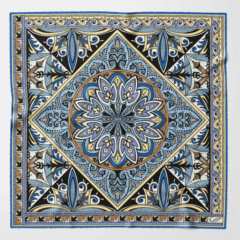 Tragara - Silk Pocket Square - Azure sold by Elizabetta