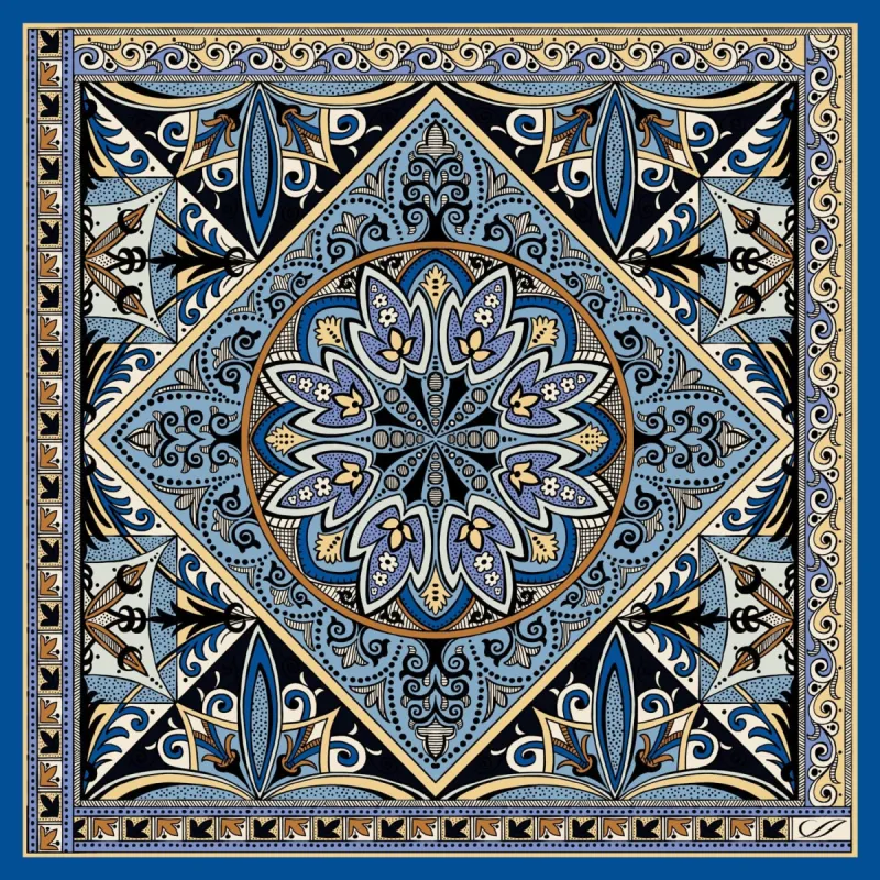 Tragara - Silk Pocket Square - Azure sold by Elizabetta