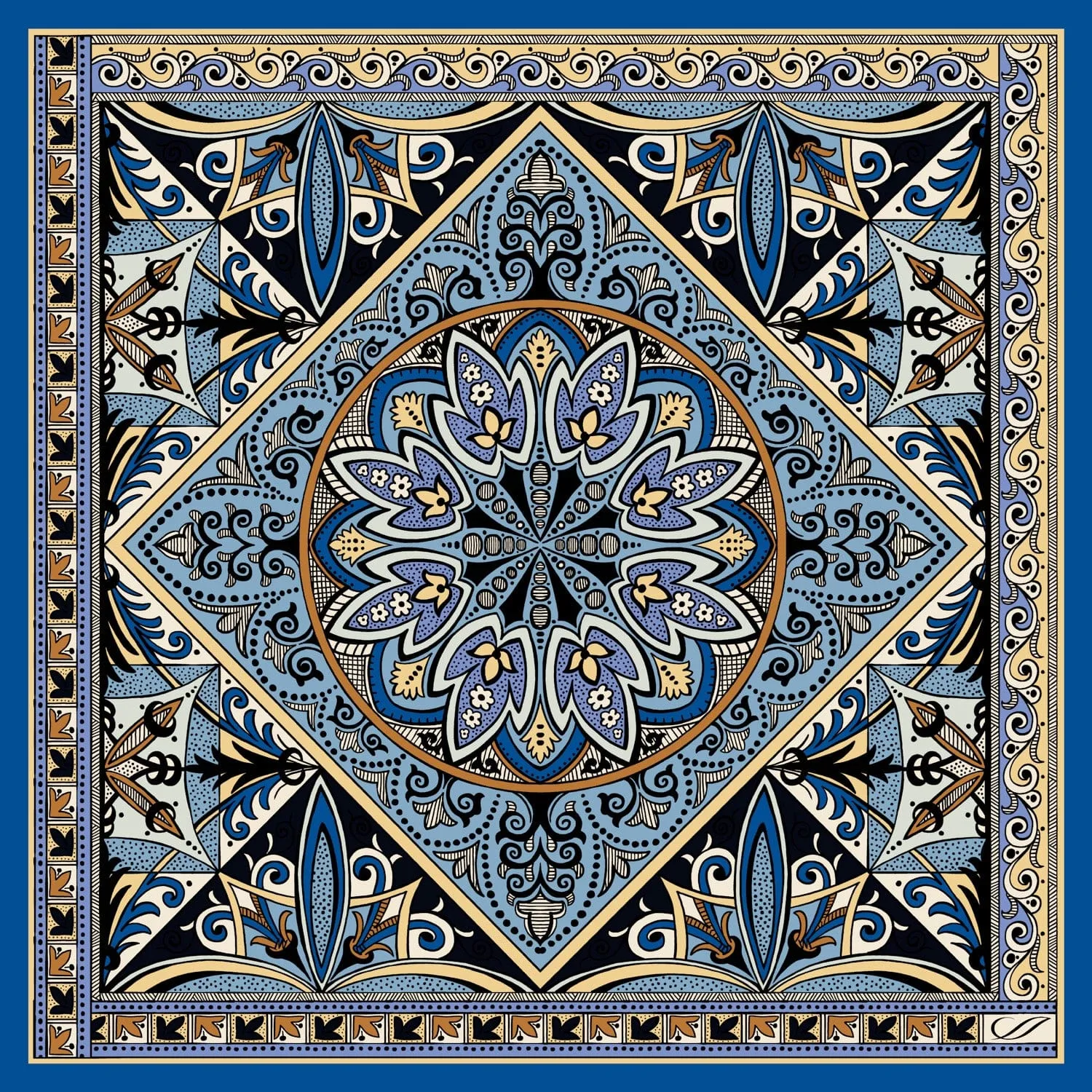 Tragara - Silk Pocket Square - Azure sold by Elizabetta