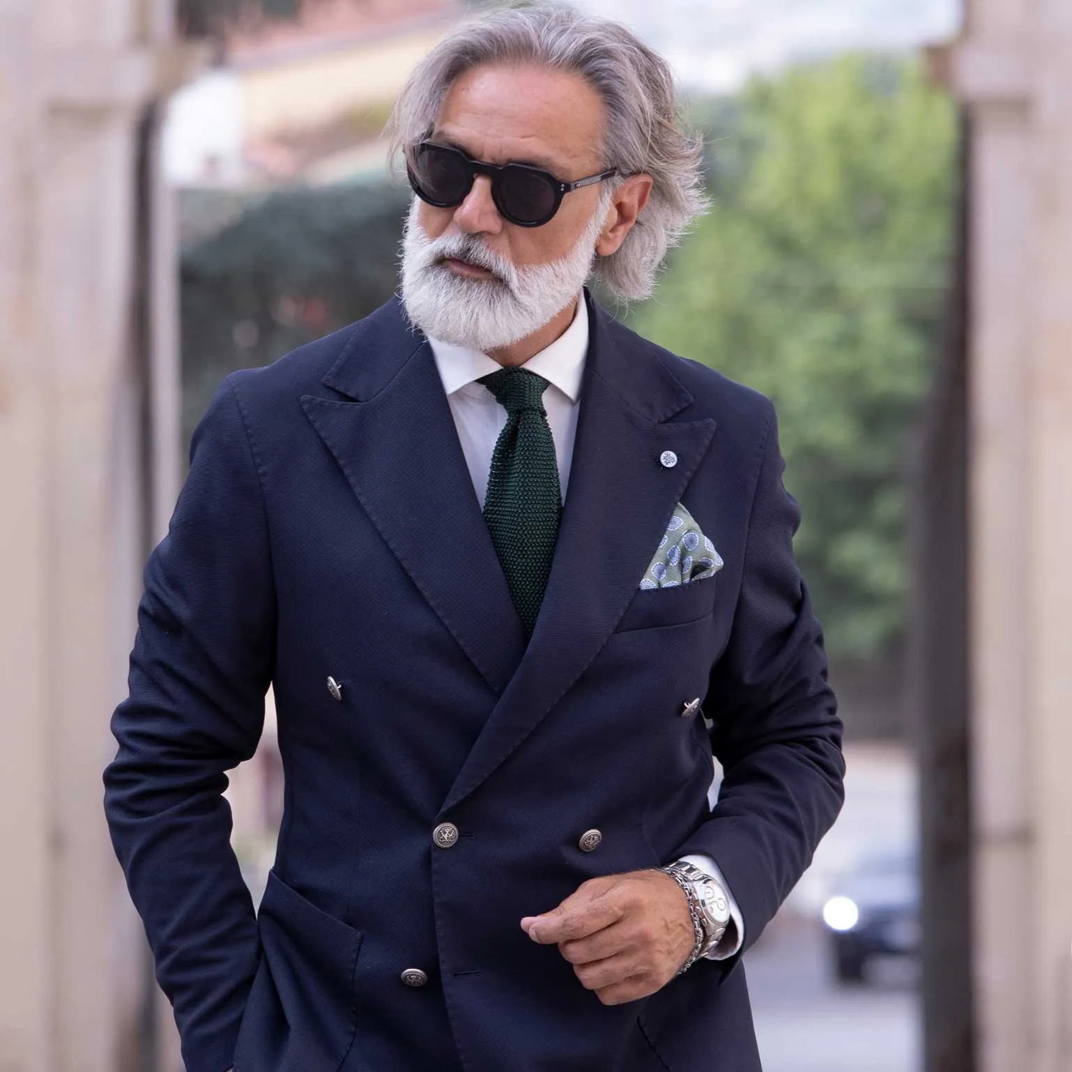 Assisi - Double Sided Silk Pocket Square - Sage Green sold by Elizabetta product image thumbnail 2