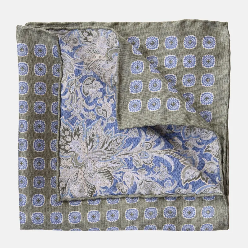 Assisi - Double Sided Silk Pocket Square - Sage Green sold by Elizabetta