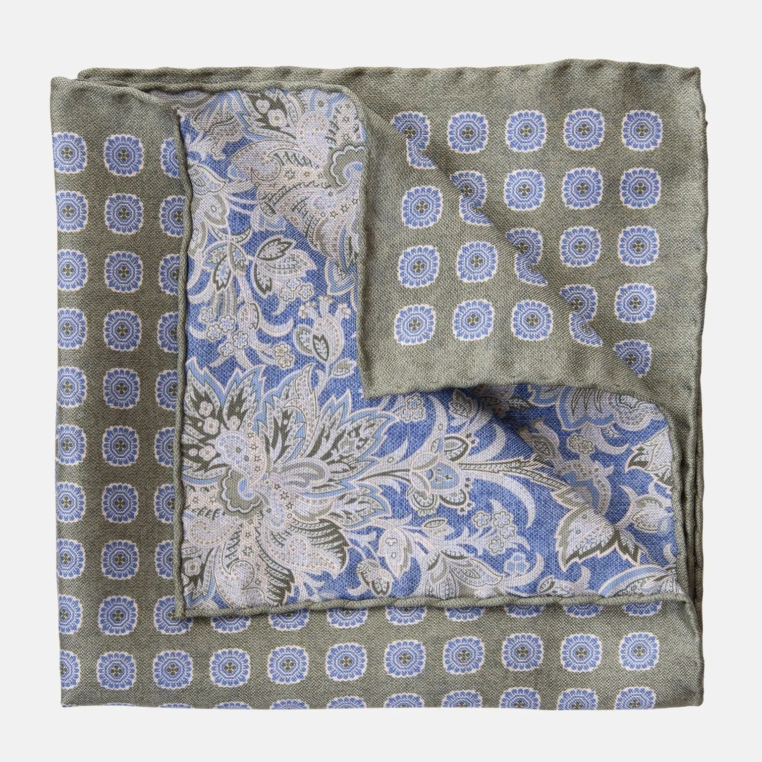 Assisi - Double Sided Silk Pocket Square - Sage Green sold by Elizabetta