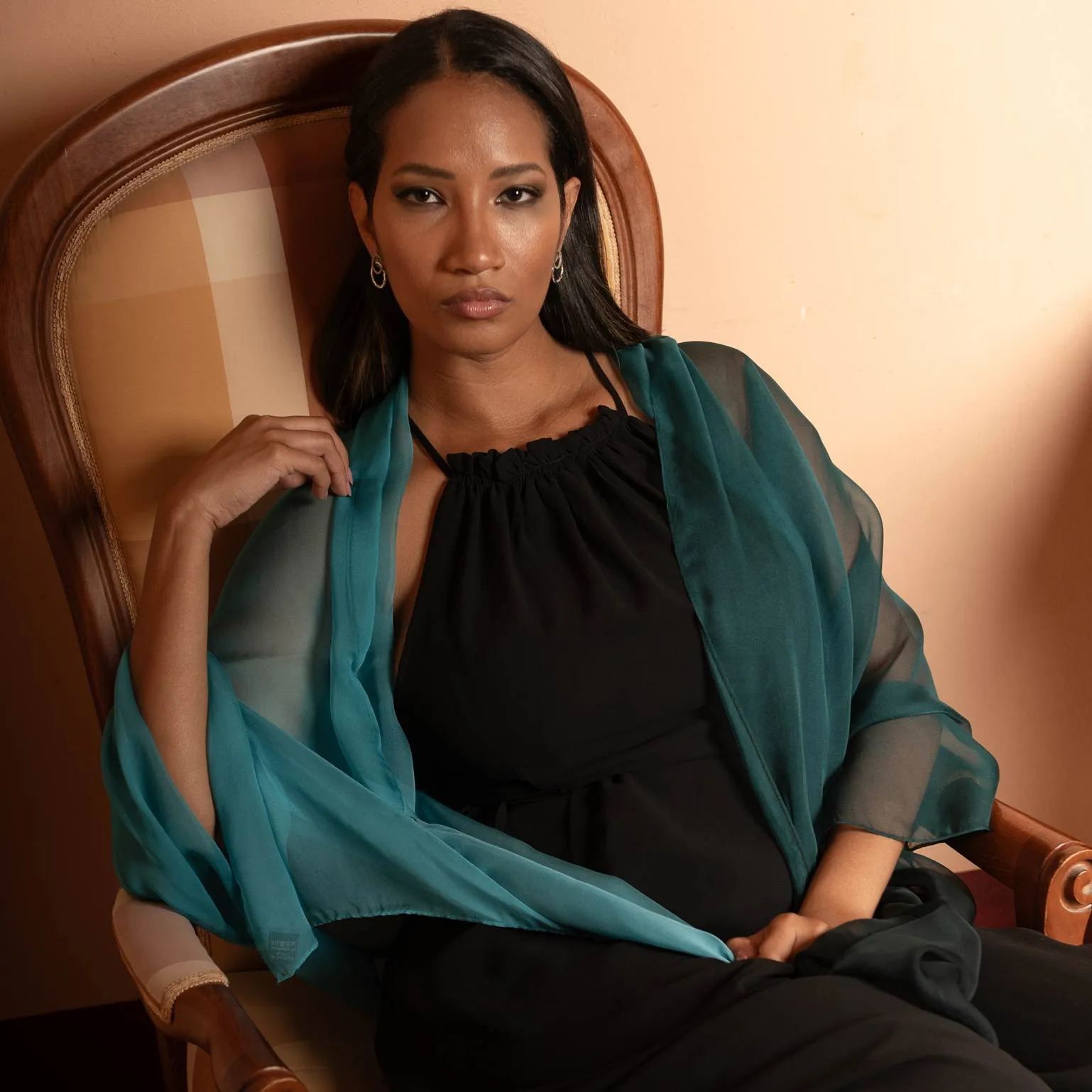 Claudia - Silk Scarf/Shawl - Turquoise Ombré sold by Elizabetta