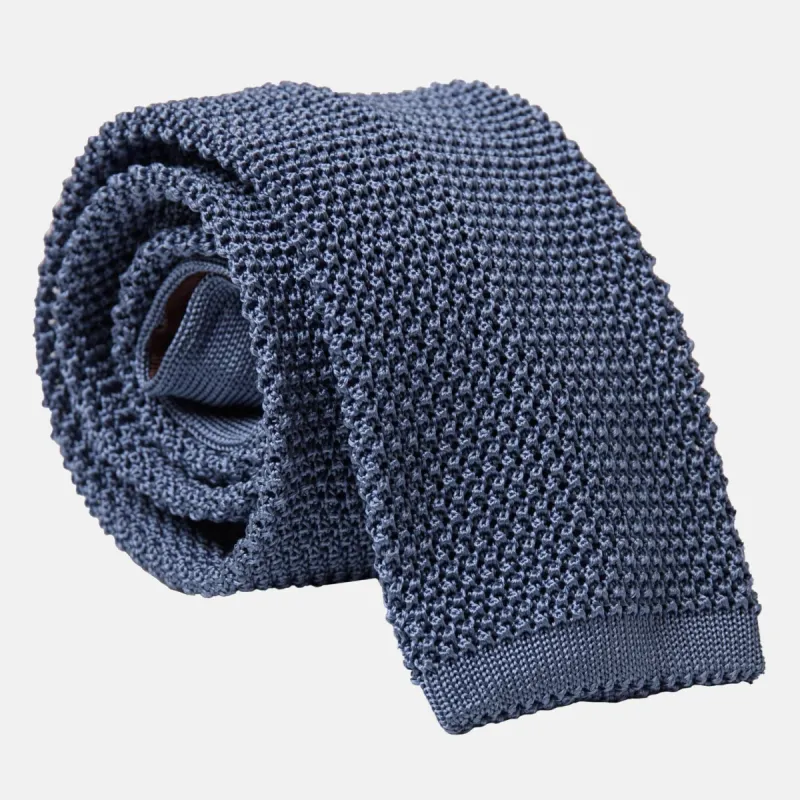 Parisi - Knitted Silk Tie - Venetian Blue sold by Elizabetta