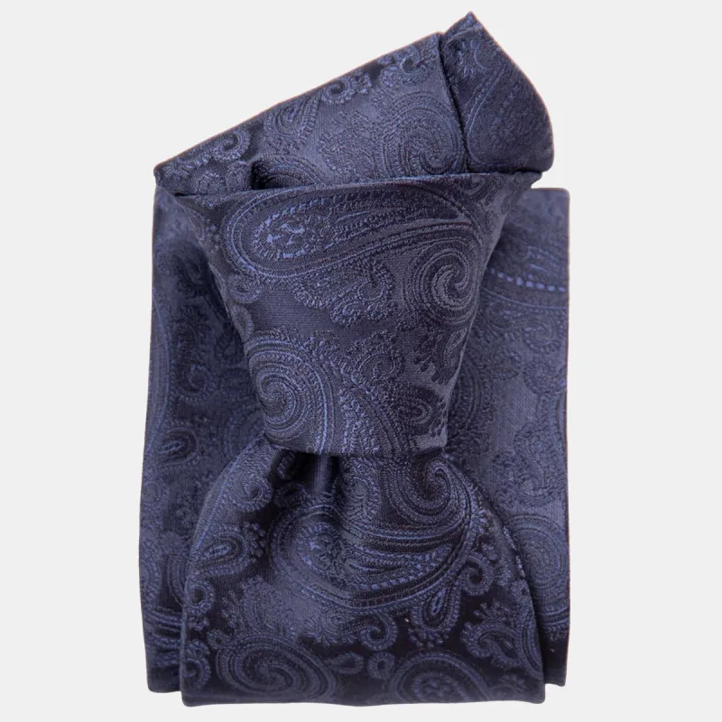 Soave - Silk Jacquard Tie - Midnight Blue sold by Elizabetta
