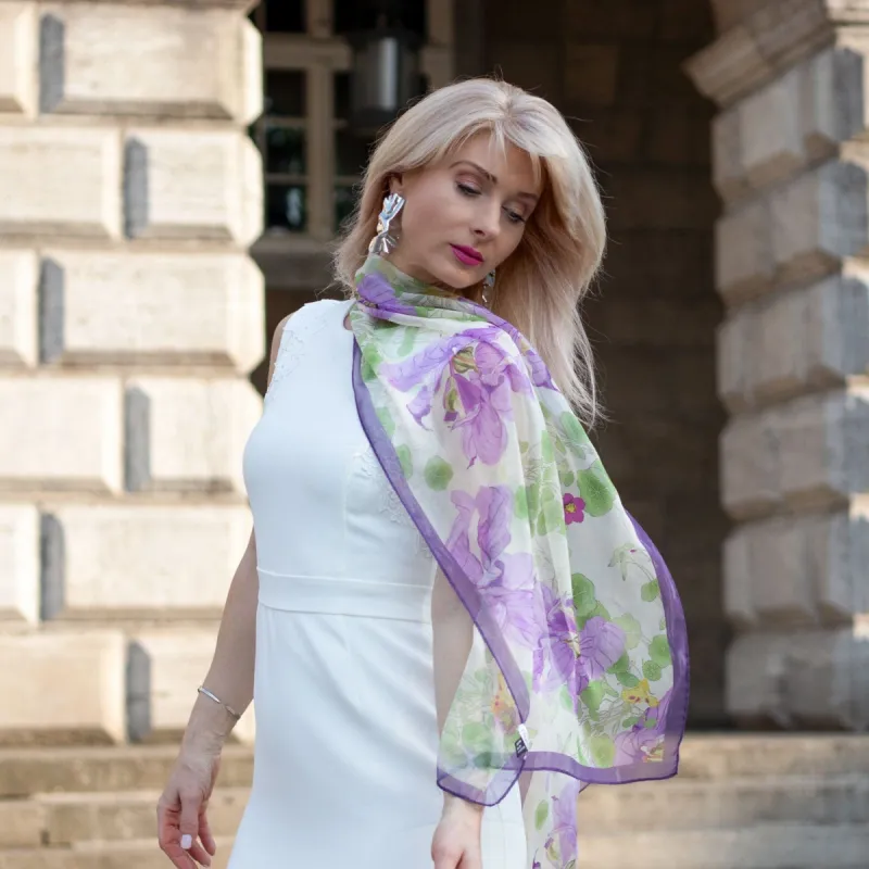 Monique - Long Silk Scarf - Lavender sold by Elizabetta
