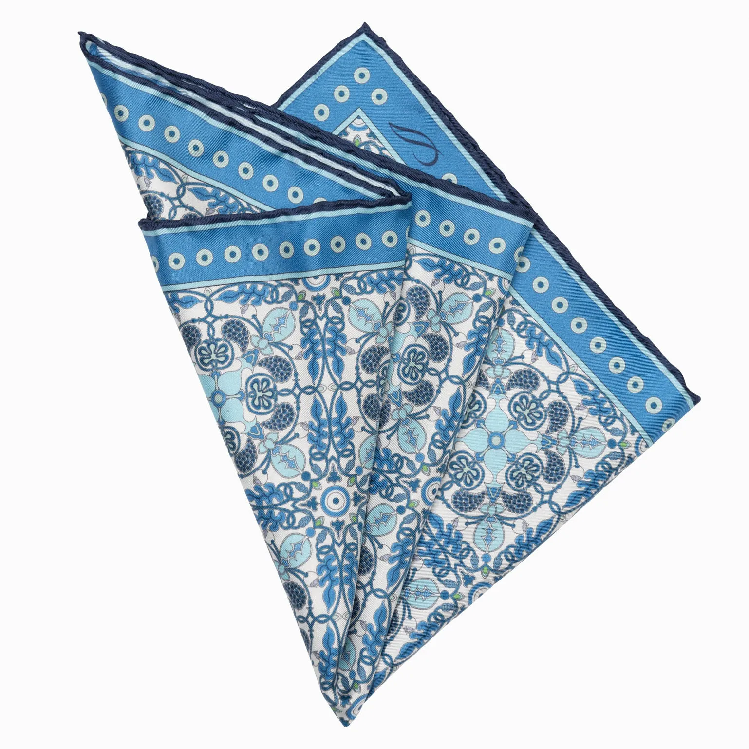 Nebbiolo - Silk Pocket Square - Blue sold by Elizabetta product image thumbnail 2