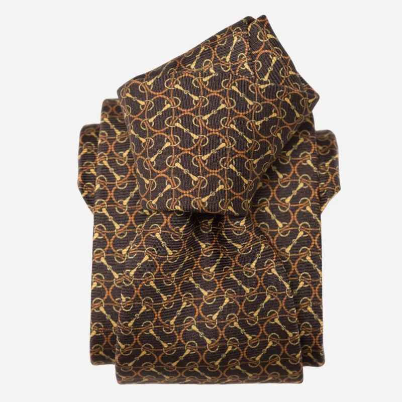 Palio - Printed Silk Tie - Brown sold by Elizabetta