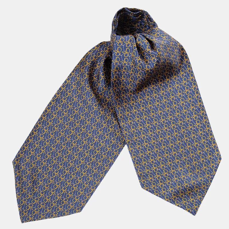 Derby - Silk Ascot Cravat Tie - Navy sold by Elizabetta