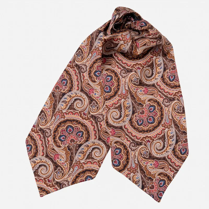 Bugatti - Silk Ascot Cravat Tie - Mahogany sold by Elizabetta