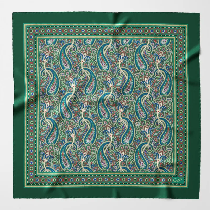 Garibaldi - Silk Pocket Square - Green sold by Elizabetta