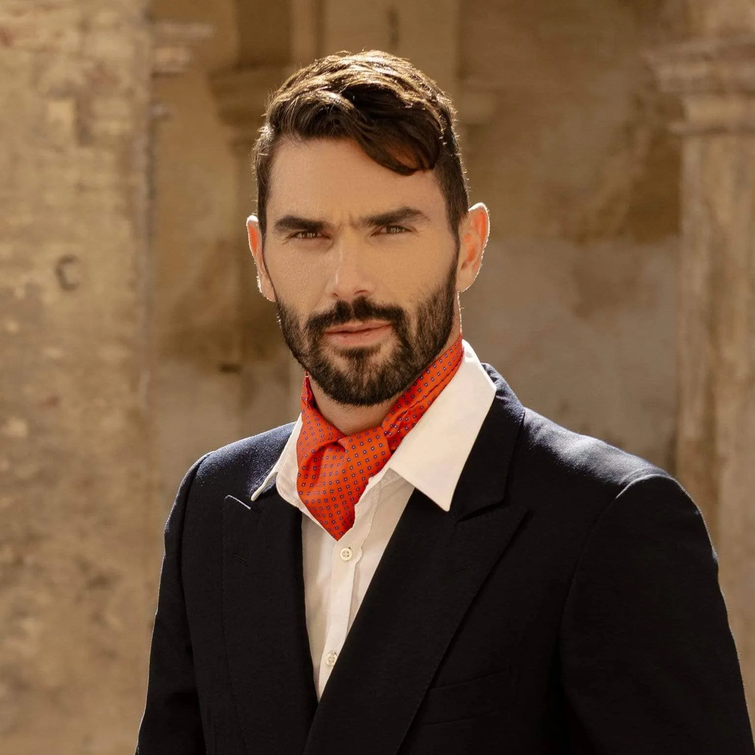 Lecco - Silk Ascot Cravat Tie - Red sold by Elizabetta product image thumbnail 2