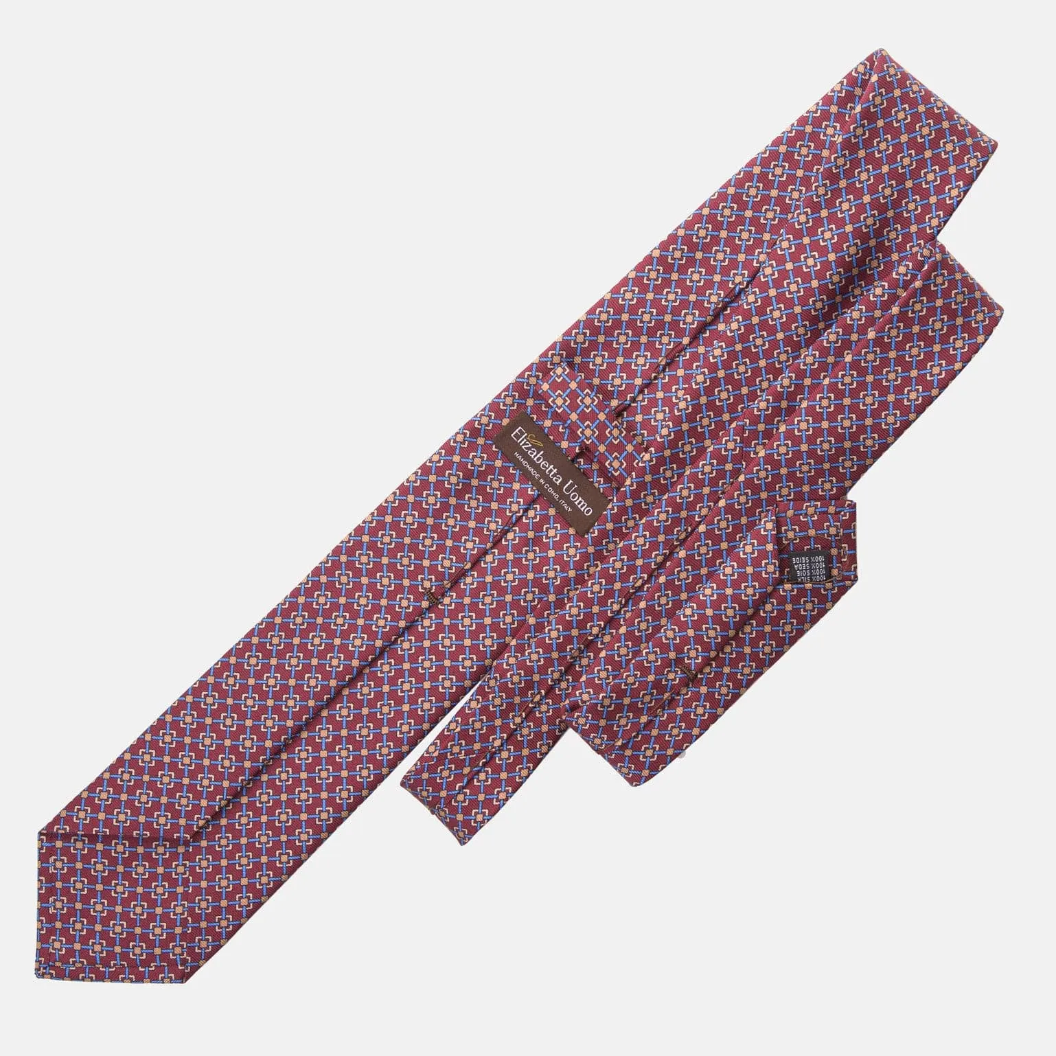Potenza - Printed Silk Tie - Burgundy sold by Elizabetta product image thumbnail 3