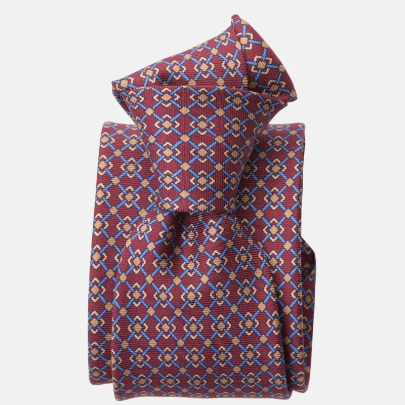 Potenza - Printed Silk Tie - Burgundy sold by Elizabetta