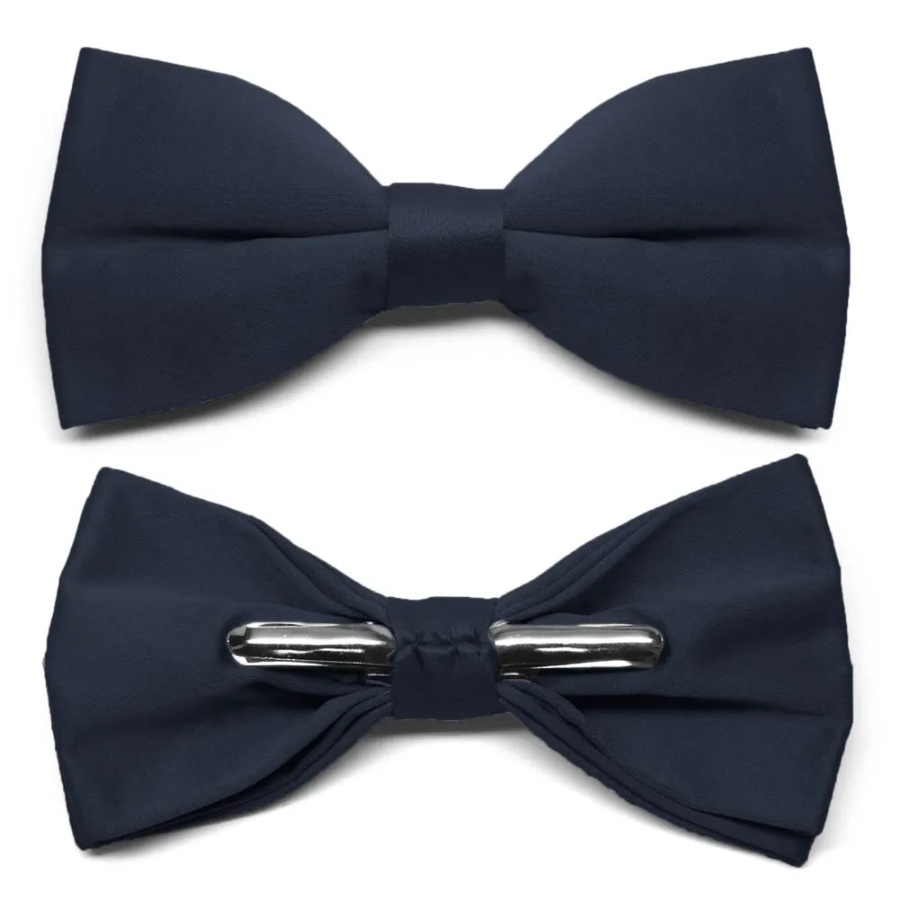 Dark Navy Blue Clip-On Bow Tie sold by TieMart