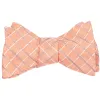 Light Orange Manager Plaid Linen/Silk Self-Tie Bow Tie sold by TieMart