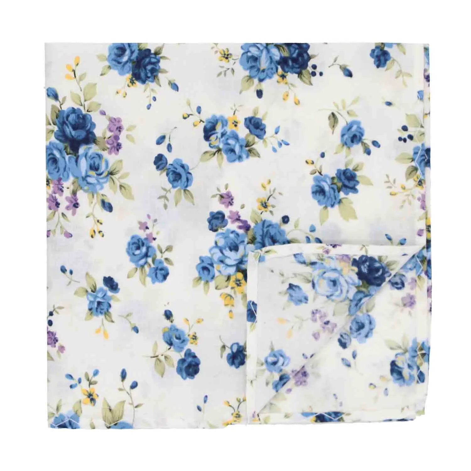 Dusty Blue and White Burbank Floral Pocket Square sold by TieMart product image thumbnail 2